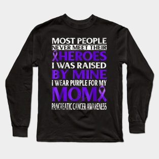 I wear Purple fo my mom Pancreatic Cancer Awareness Long Sleeve T-Shirt